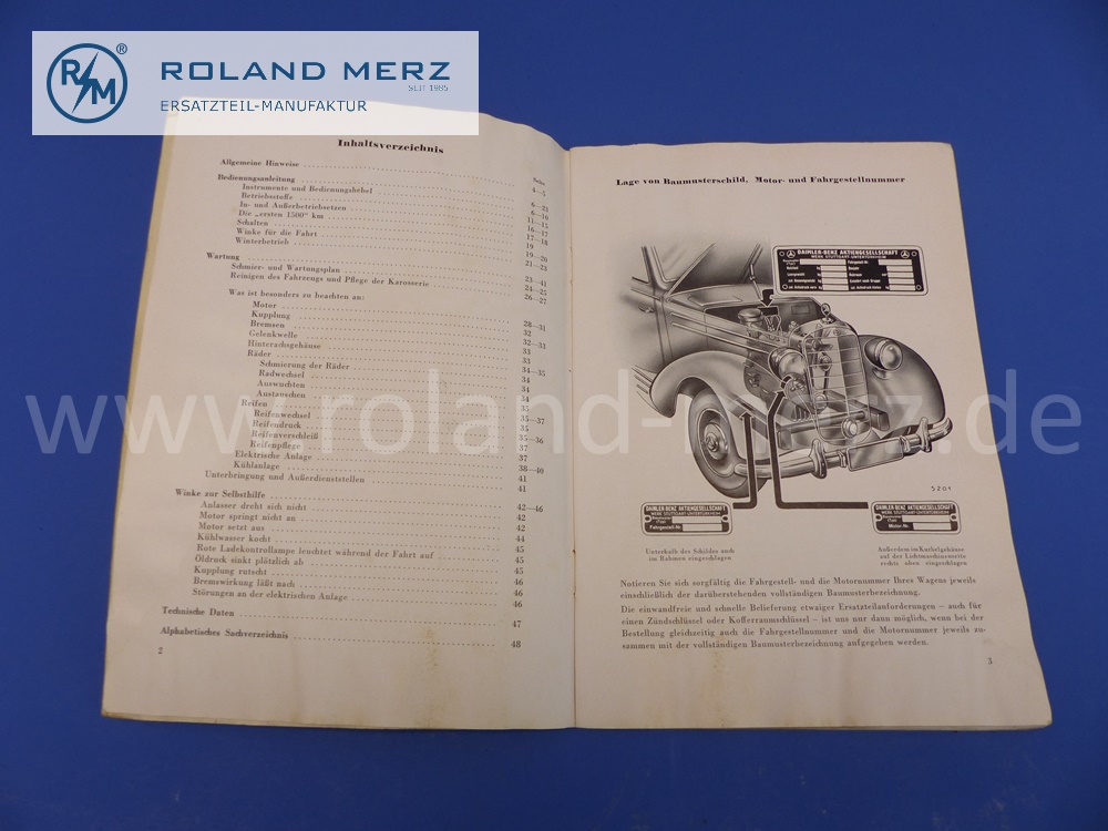 Betriebsanleitung, Bedienungsanleitung, deutsch, Mercedes W136, 170Sb, Ausgabe 04/1952, Edition A, 48 Seiten, neuwertiges Mercedes Original Dokument, NOS - Altersspuren -