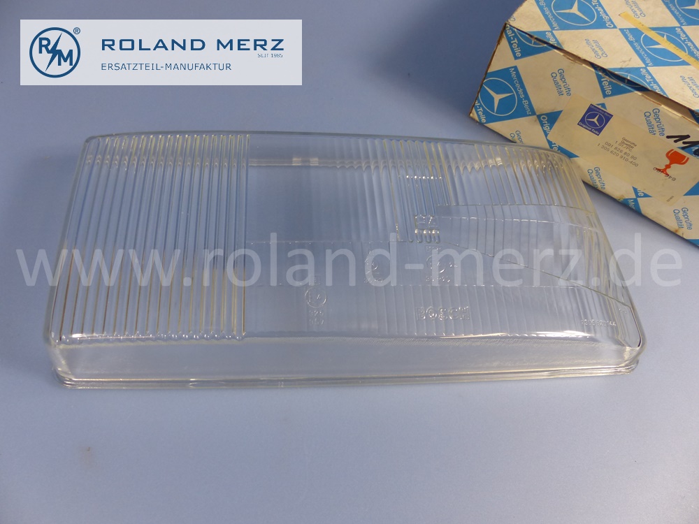 0018268090 Bosch Lichtscheibe, Streuscheibe, Abdeckglas, Scheinwerfer, mit Dichtband, links oder rechts, Mercedes 116 S-Klasse, Original Mercedes Neuteil, NOS