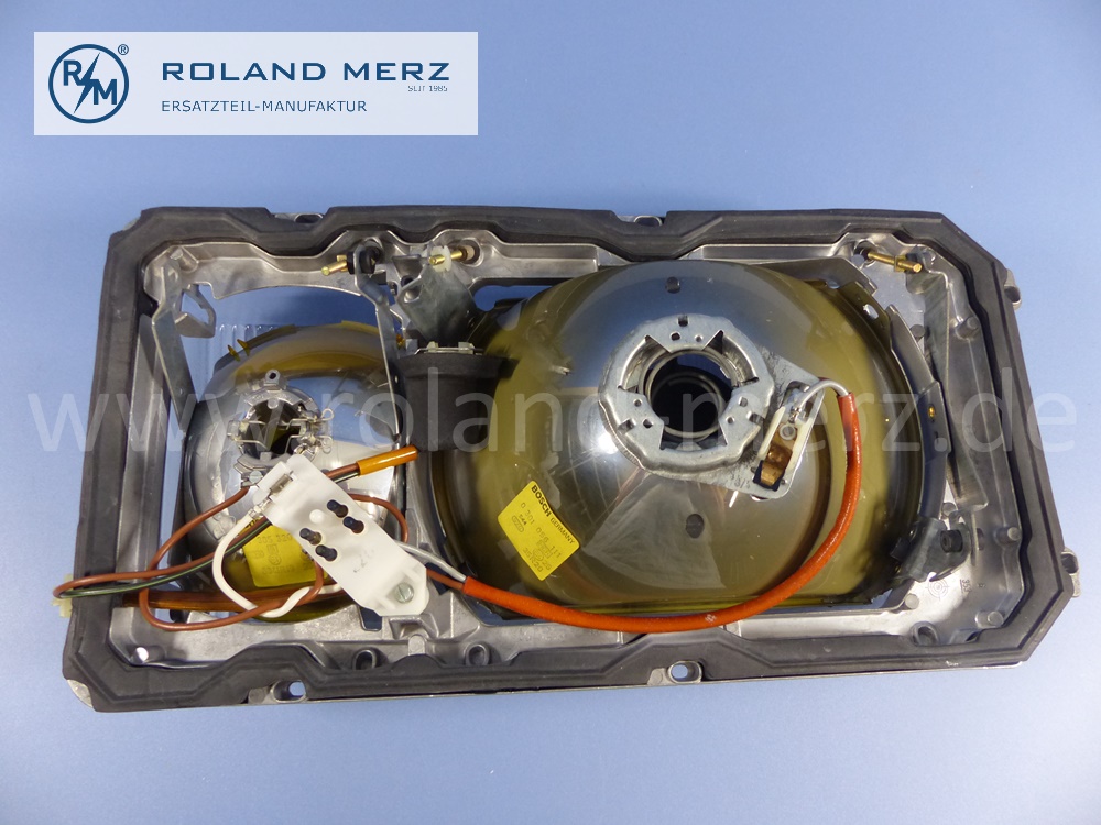1168204161 Bosch Leuchteinheit, Scheinwerfer, links, mit Blinkleuchte, gelbe Nebellampe, Rechtsverkehr, Mercedes W116, Original Mercedes Neuteil, NOS 
