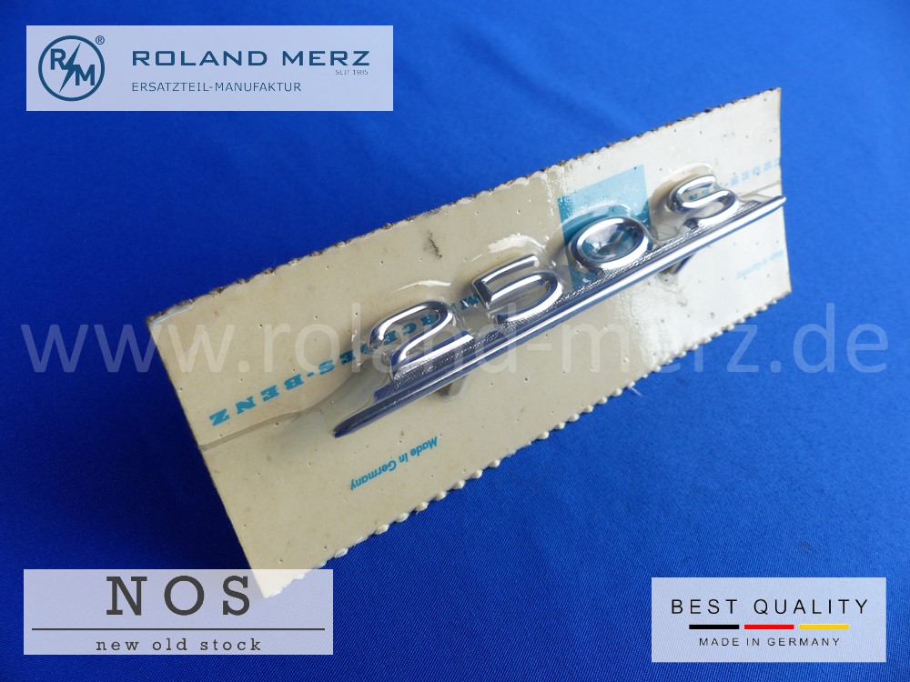 108 817 00 14 Typenkennzeichen innen an Armaturenbrett Mercedes 250 S, original Neuteil/NOS