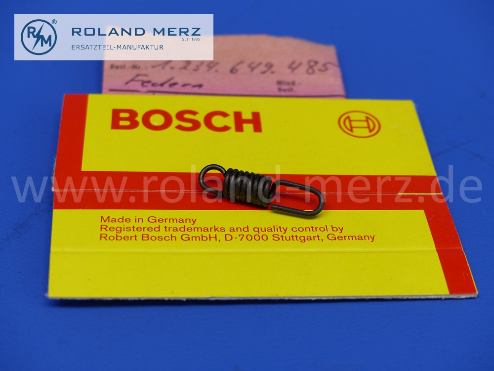 1234649485 Feder, Zugfeder, Fliehkraftverstellung, Zündverteiler, D = 1,0 mm, L = 23,86 mm, Original Bosch Neuteil, NOS 