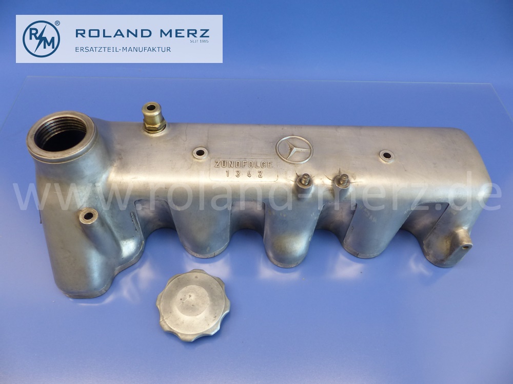 6210161105 Zylinderkopfhaube, Ventildeckel, mit Entlüftungsrohr 6210101670 und Verschlussdeckel 1365010054, Mercedes OM615, OM621, Original Mercedes Ersatzteil, NOS - gebraucht -