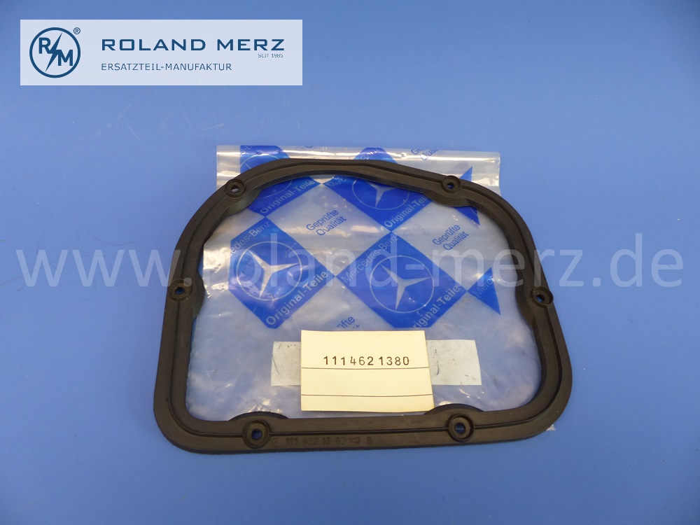 1114621380 Dichtung, Dichtbeilage Abdeckplatte an Stirnwand Mercedes 190c – 280SE Cb/Cp, 250S - 300SEL 6.3, Original Mercedes Neuteil, NOS 
