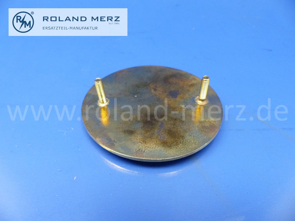 Mercedes-Benz 1.000.000 km high mileage award, original design, made of enameled heavy copper with 75 mm diameter, 2 M4 threaded bolts for mounting on the radiator grille, Original MB new part NOS