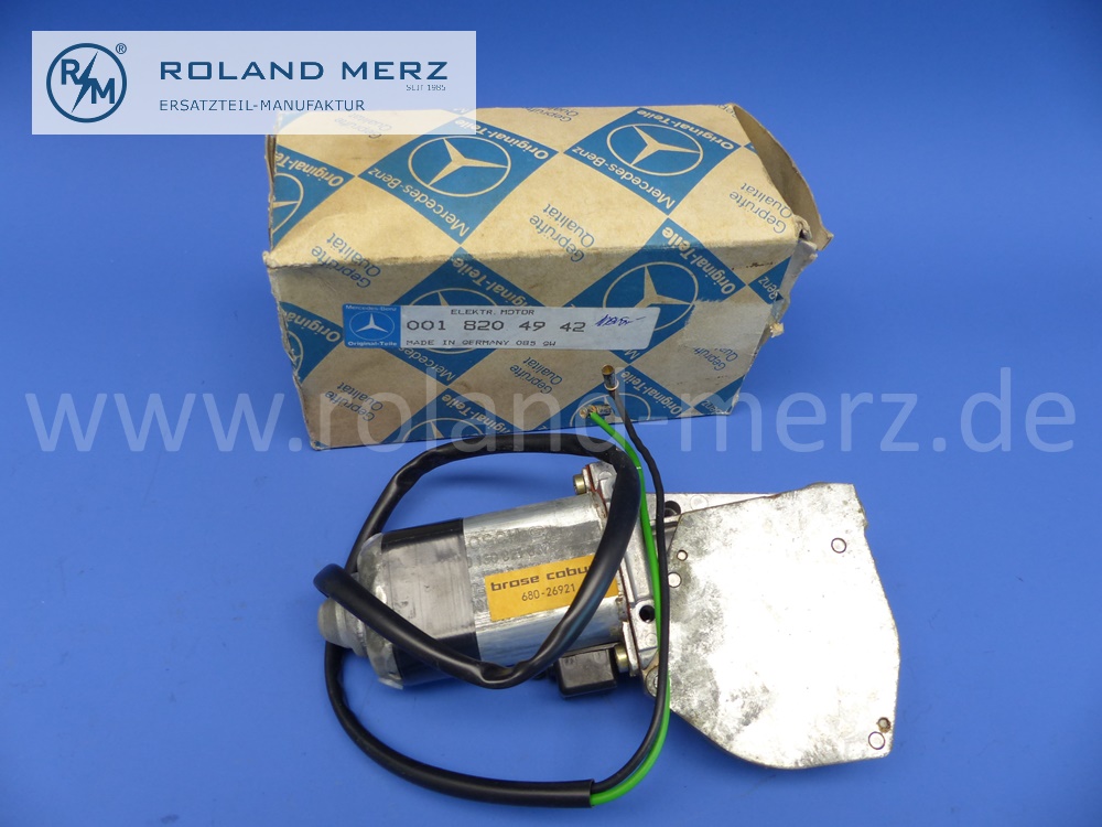 0018204942 Elektromotor, Motor für Fensterheber Fondtür links, Mercedes W126, 260SE, 280SE, 300SE, 300SEL, 380SE, 380SEL, 420SE, 420 SEL, 500SE, 500SEL, 560SE, 560SEL, 300SDL, original Mercedes Neuteil, NOS 