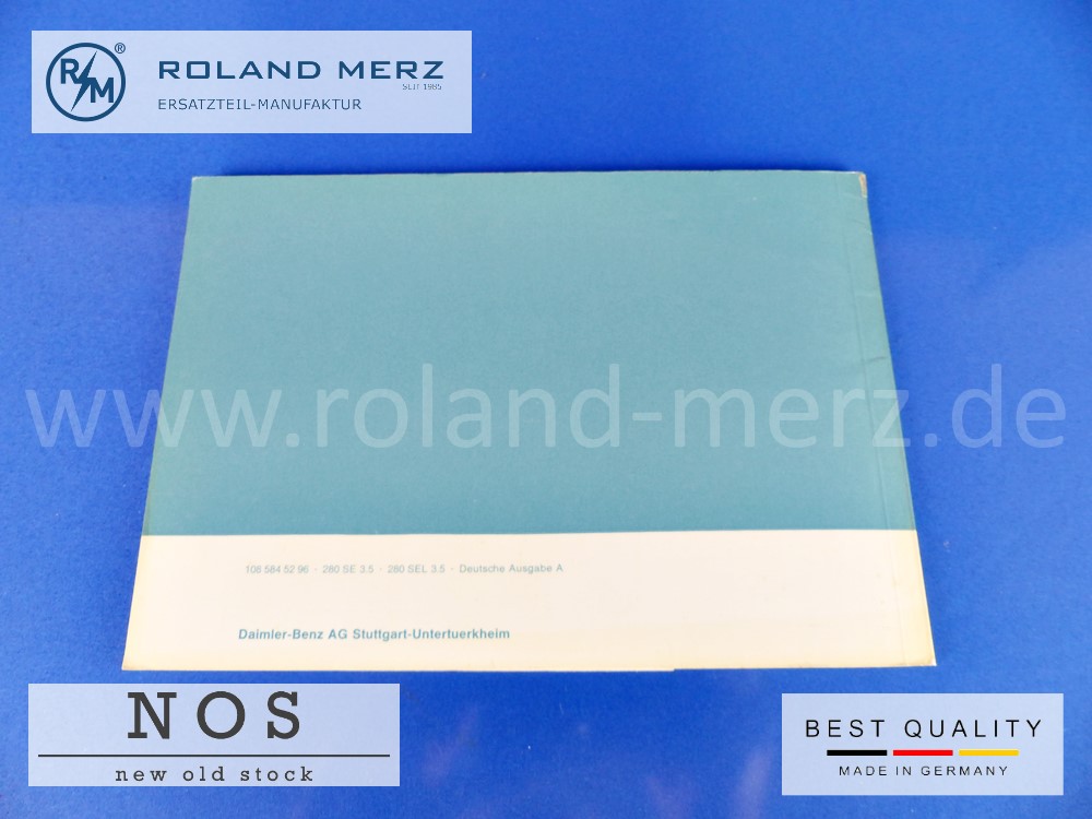 1085845296 Betriebsanleitung Mercedes 280SE 3.5, 280SEL 3.5 Bm 108 deutsch, 108 584 52 96