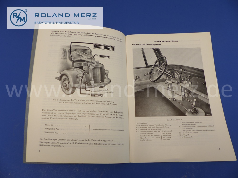 operating manual, german, Mercedes LA312, OM312, edition 09/1956,75 pages, edition B, original Mercedes document, NOS 