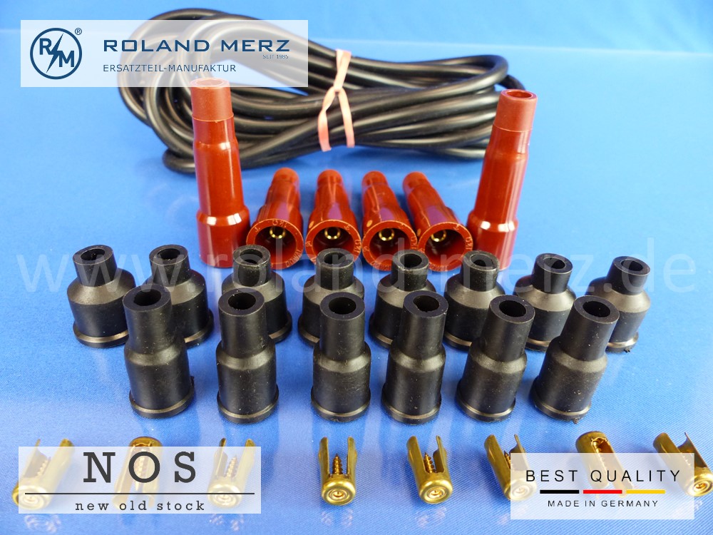 P1140172 Universal Zündleitungssatz für 6 Zylinder-Typen mit Bakelite Kerzensteckern, Wasserschutzkappen