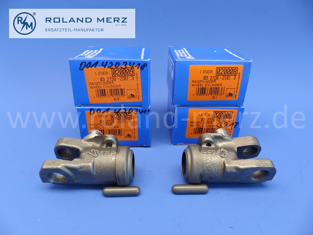 0014203318 / 0014203418 kit ATE wheel cylinder 28,57 mm, front wheel left / right, 4 pcs. Mercedes Ponton, 190SL, Heckflosse, ATE 03.2728-2101.3 li. / 03.2728-2201.3 re., original ATE spare part, NOS