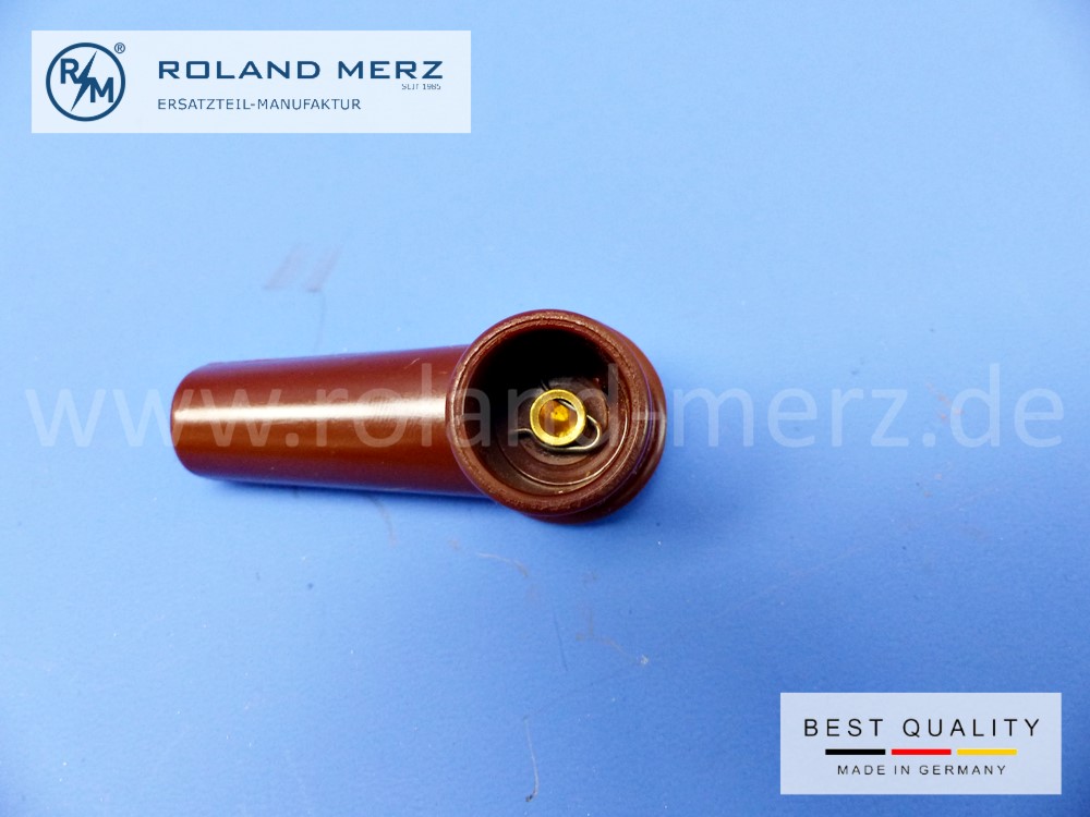 23323 Dowal Kerzenstecker, Zündkerzenstecker (Winkel), nicht entstört für 7 mm Ø Kabel und Zündkerzen mit M4 Anschluss, hochfestes und hochisolierendes Bakelit, original DOWAL Neuteil, NOS