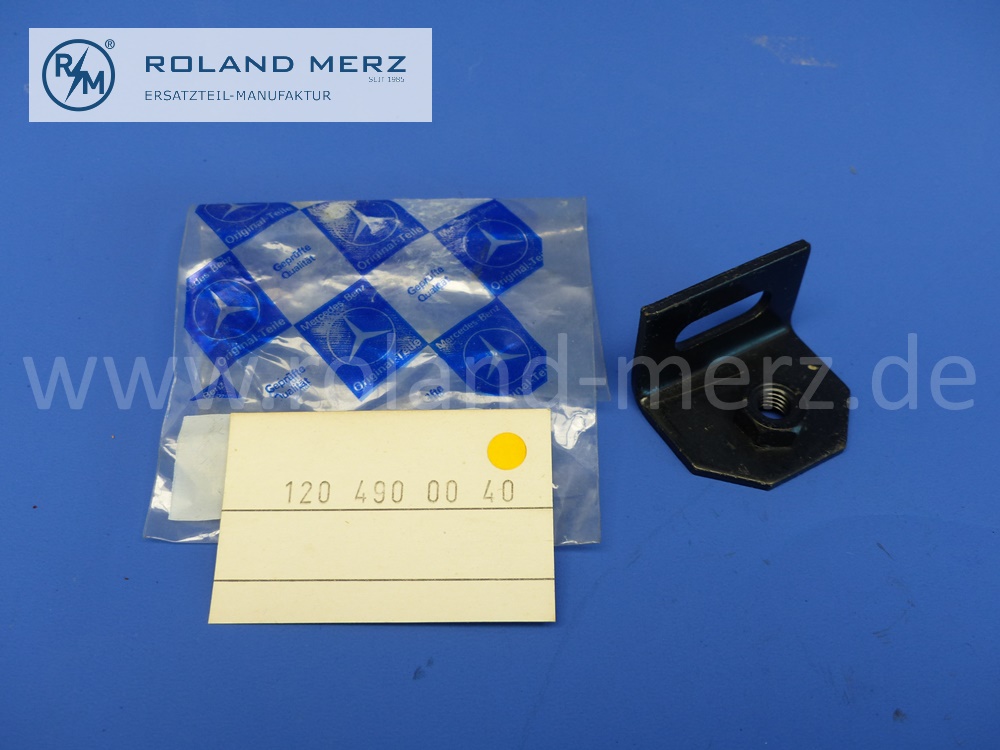 1204900040 Halter, Befestigungswinkel mittlere Auspuffaufhängung Mercedes 190SL, Ponton 180 – 220SE, Original Mercedes Neuteil, NOS 