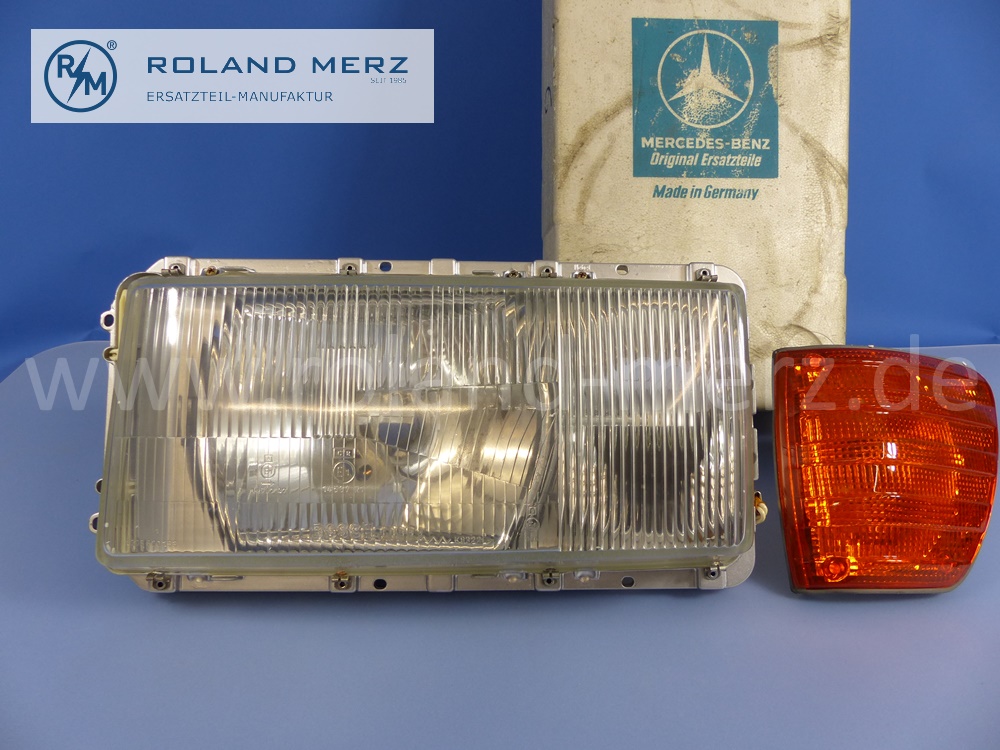 1168202361 Bosch Leuchteinheit, Scheinwerfer, links, mit Blinkleuchte, Rechtsverkehr, Mercedes W116, Original Mercedes Neuteil, NOS