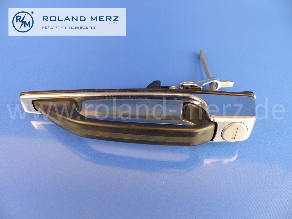 1237600159 door handle left with key, Mercedes W123, Original MB spare part NOS