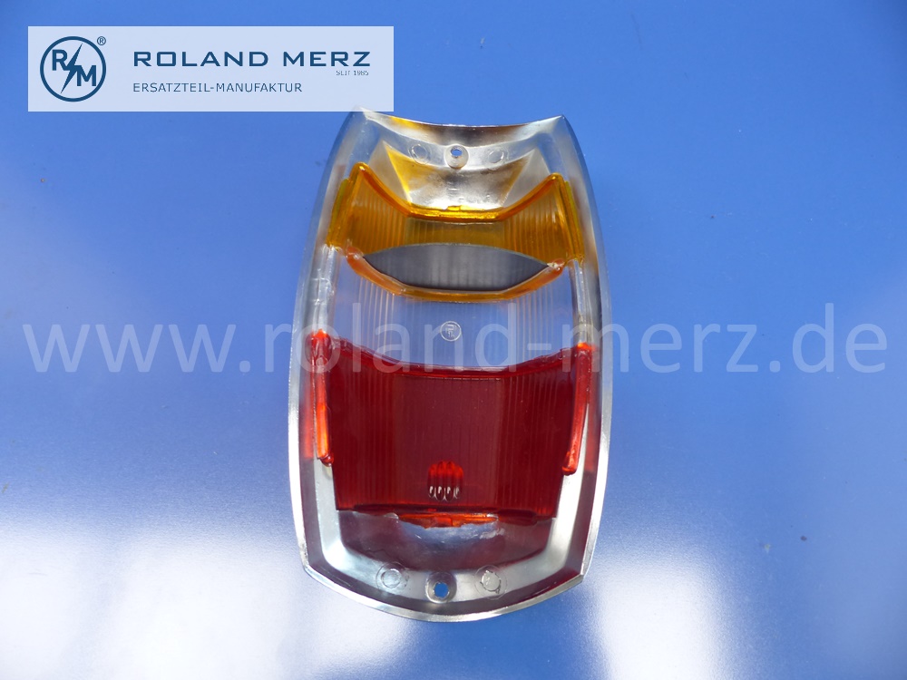 101808200271 1808200271 Deckel Rücklicht, rot-weiß-gelb, späte Ausführung, Mercedes W105, W120, W121, W128, W180, Ponton, 190SL, Original Mercedes Neuteil, NOS 