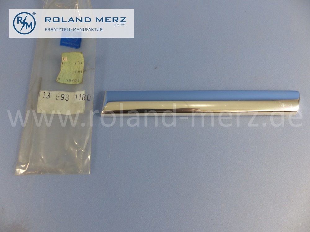 1136981180 Zierstab, Zierleiste, links, zwischen Tür und Hinterrad, Mercedes W113, Pagode, 230SL, 250SL, 280SL, Länge 185mm, Original Mercedes Neuteil, NOS