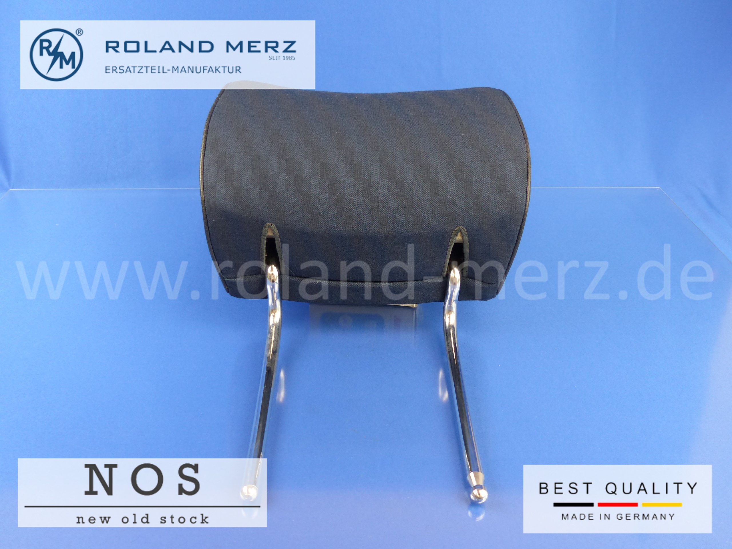 P1170405 1239704750 Kopfstütze Fond, Mercedes W123, Stoff, Farbe 5074 blau