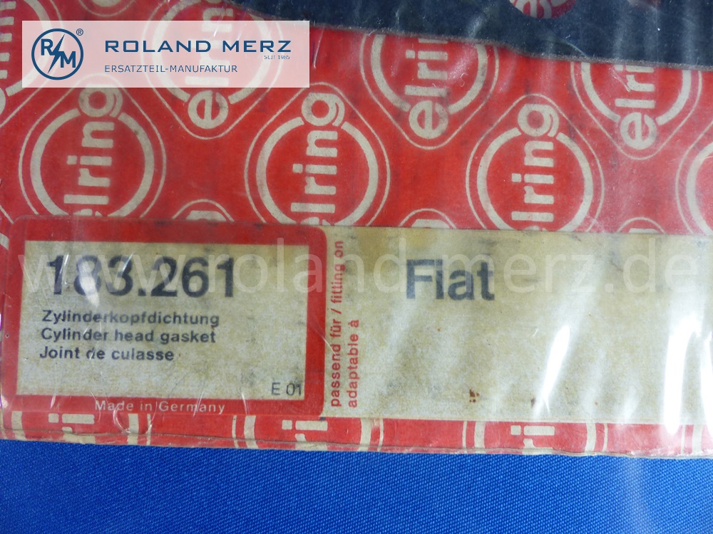 183.261 cylinder head gasket Elring for Fiat 124 Spezial, 70 HP, 1-18326-23, Ø Zylinder 80mm, original Elring spare part, NOS