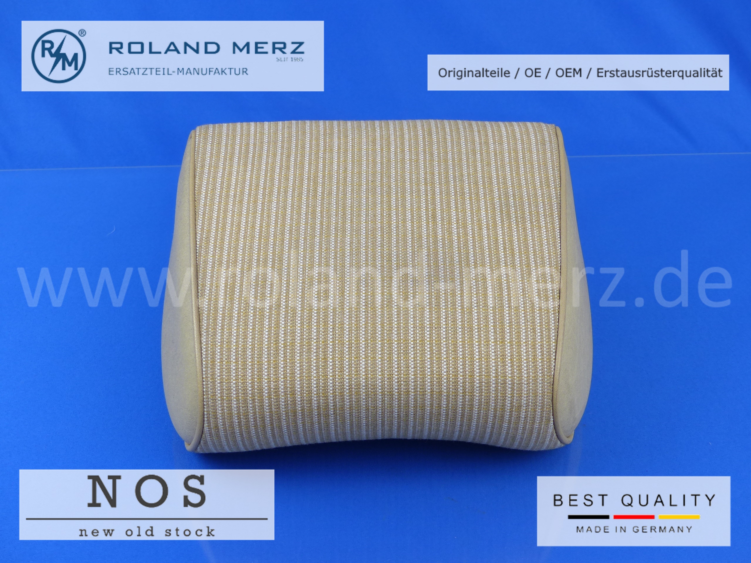 P1170095 Mercedes headrest rear, fabric cream 8369, Mercedes W123, Mercedes A123 970 68 50