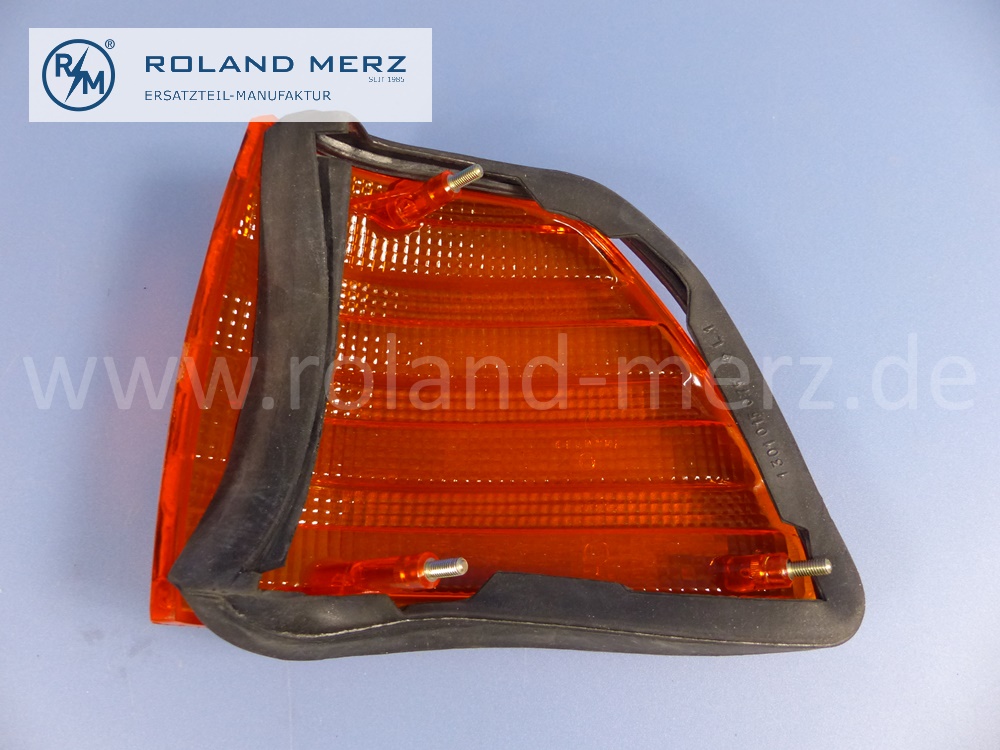 0008200066 Bosch Lichtscheibe, Abdeckung, Abdeckglas Blinker, Blinkleuchte orange vorne links Mercedes W107, R107, C107, Original Mercedes Neuteil, NOS 
