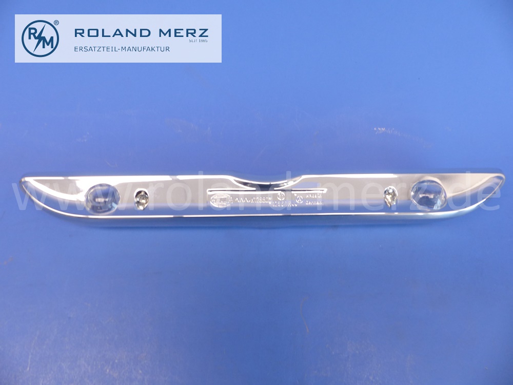 1118265552 Abdeckung, Gehäuse Kennzeichenbeleuchtung, massiv verchromt, Mercedes W108, W109, W111, W112, Original Mercedes Neuteil, NOS 