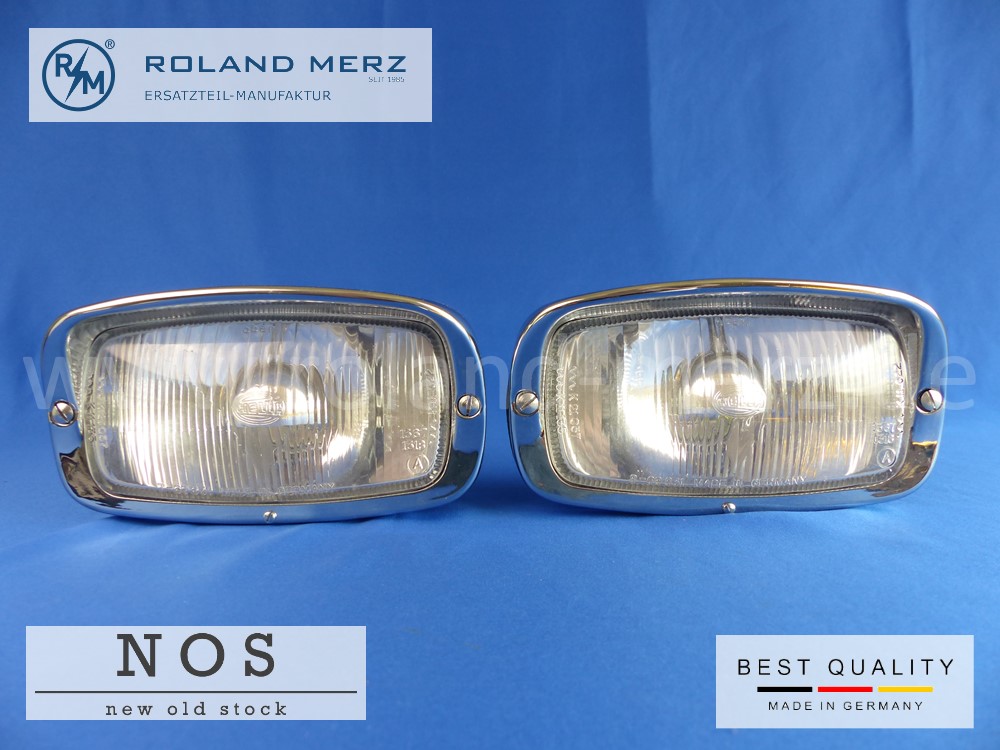 Hella Zusatzscheinwerfer 1 SB 001 425 -001 für Porsche 906 und BMW 3200 CS Bertone vollverchromt 170 mm Breite X 90mm Höhe Neuteil / NOS 
