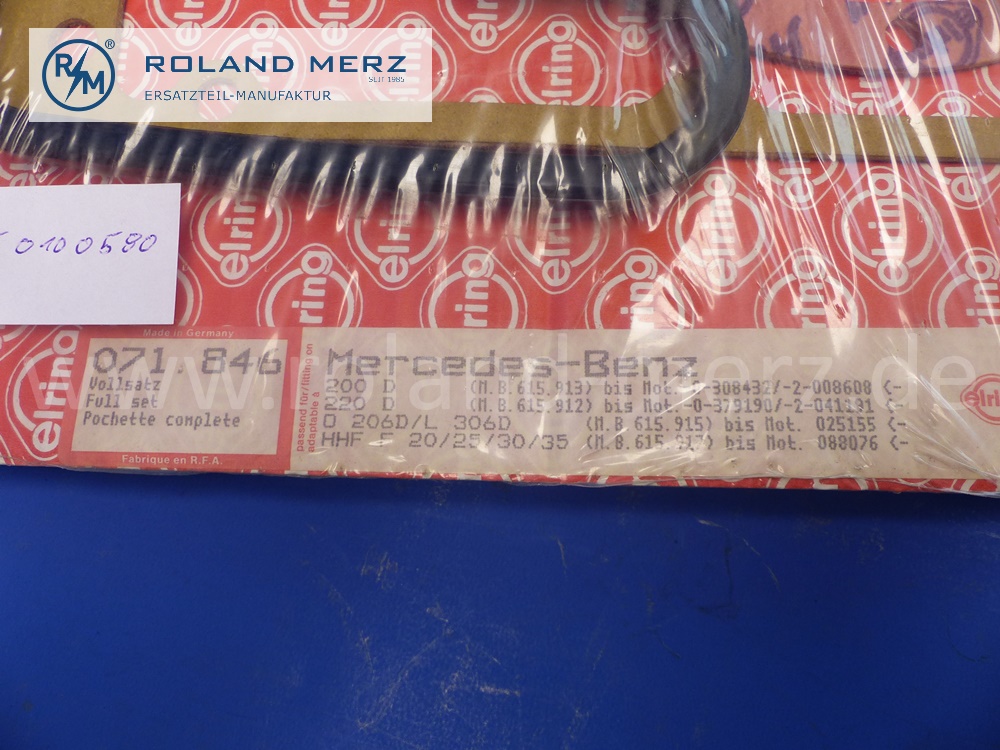 6150100580 Dichtungssatz Motor, Vollsatz, Mercedes OM615, 200D, 220D, W115, L206, L306, Elring 071.846, Original Mercedes Neuteil, NOS 