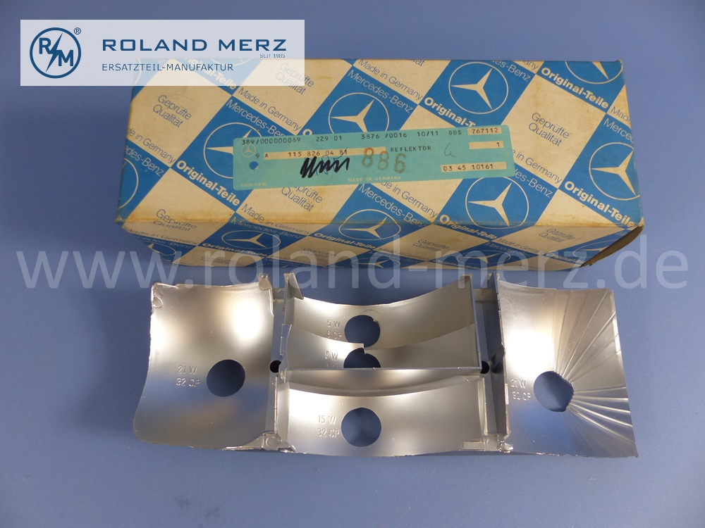 1158260481 Reflektor Rücklicht rechts, ältere Version, Mercedes W114, W115, Strich 8, Original Mercedes Neuteil, NOS 