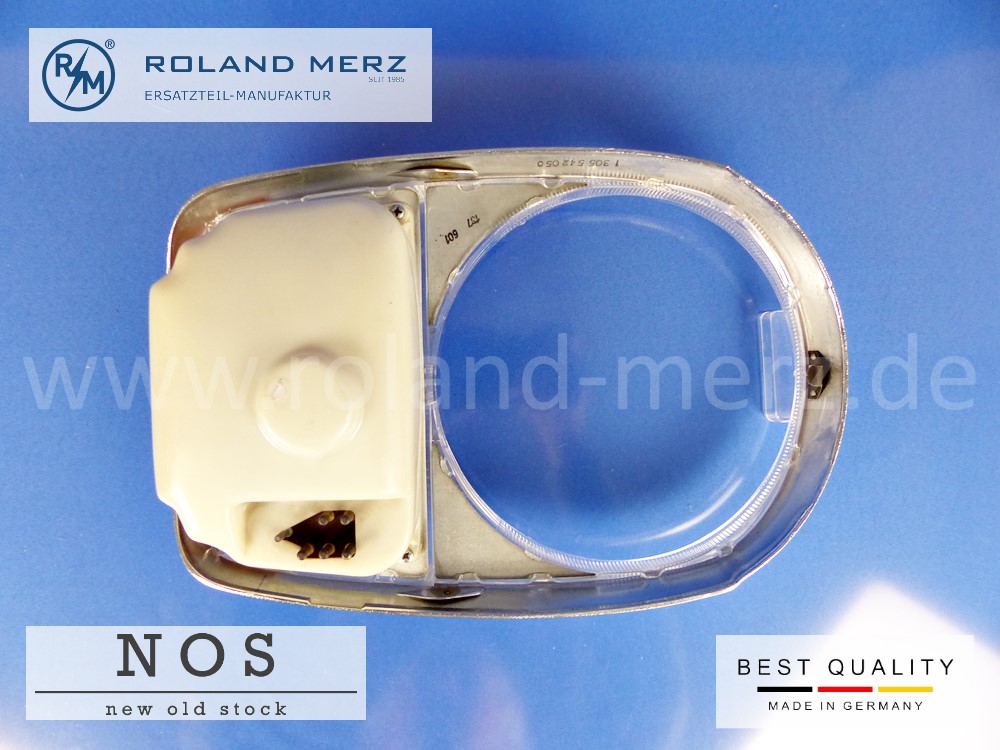 1138200066 (Bosch 1 305 542 050) Lichtscheibe / Zierrahmen Mercedes Pagode 280SL bis Fgst. 005607 Original Mercedes / Bosch Neuteil NOS