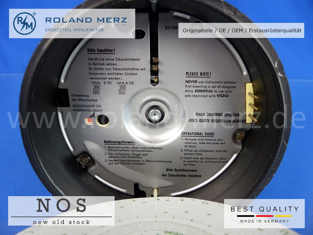 Omnibus Tachograph Fahrtenschreiber mit Uhr 12 Volt bis 90 Km/h für Oldtimerbus / LKW VDO 