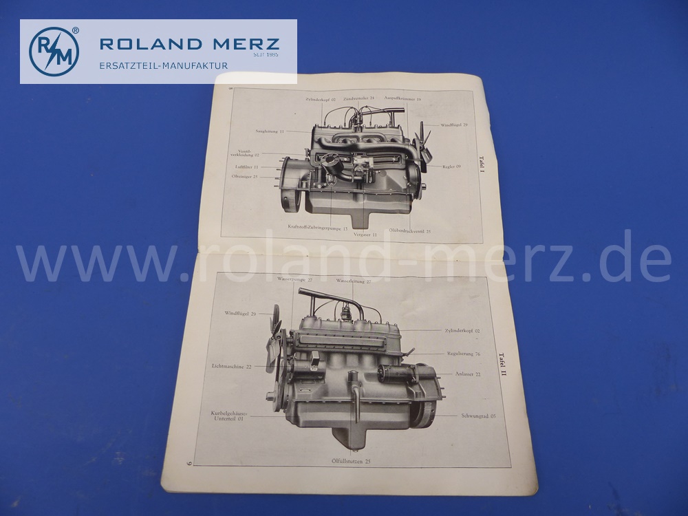 Ersatzteilliste, Vorkrieg, deutsch, Mercedes Motor M60/1, Ausgabe 08/1939, Edition E, 34 Seiten, Mercedes Original Dokument, NOS, Einband mit Gebrauchsspuren 