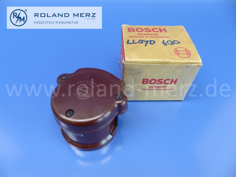 ZVS73Z12Z Zündverteilerkappe ZVS 73Z 12Z für Lloyd 2-Zylinder aus Bakelit, original Bosch NOS