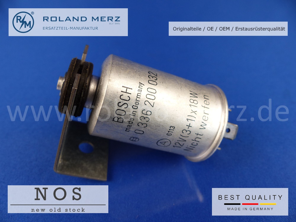 000-544-89-32-02NIRHBVqxP85kF Blinkrelais 001 544 30 32 Bosch 0 336 256 003 für Mercedes Bm 108, 109, 111, 112, 113 Bosch Originalausführung NOS mit Metallgehäuse