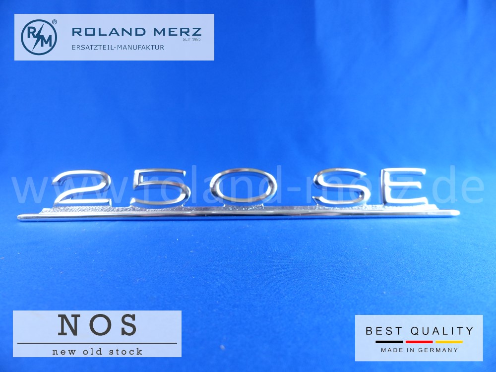 P1120693 108 817 01 15 Typenkennzeichen Mercedes 250 SE auf Heckdeckel Neuteil/NOS
