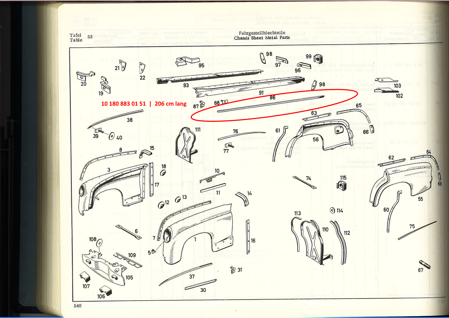 101808830151 Zierstab Einstiegblech Mercedes W180 220 220S