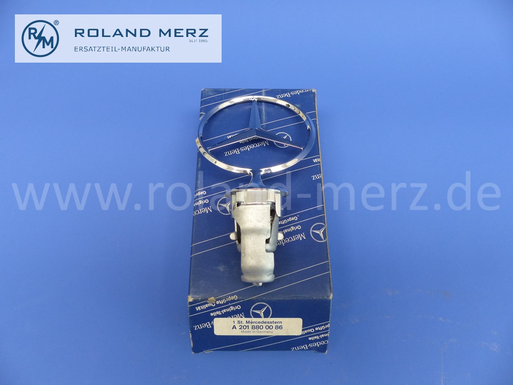 2018800086 Mercedesstern Originalteil für Mercedes W201, auch 16V EVO, W123, W126, Hersteller FRIFI, original Mercedes Neuteil, NOS 
