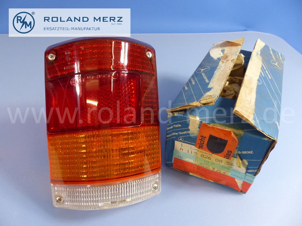 1158260856 Lichtscheibe, Lichtfenster, Lampenglas Rücklicht, rechts, Kombi, Mercedes W114, W115, Strich 8, W123, Original Mercedes Neuteil, NOS 