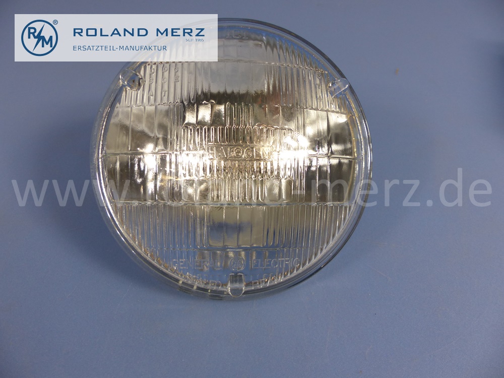 0008265499 General Electric beam unit, sealed beam, Halogen, left and right, Type 1, right hand traffic, Mercedes W107, W108, W109, W111, W112, W116, original Mercedes spare-part, NOS