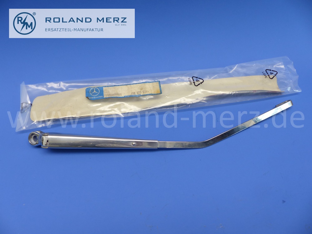 1088200144 Wischerarm links, verchromt, matt, Mercedes W108, W109, 250S, 250SE, 300SEb, 300SEL - M189 , original Mercedes Neuteil, NOS 
