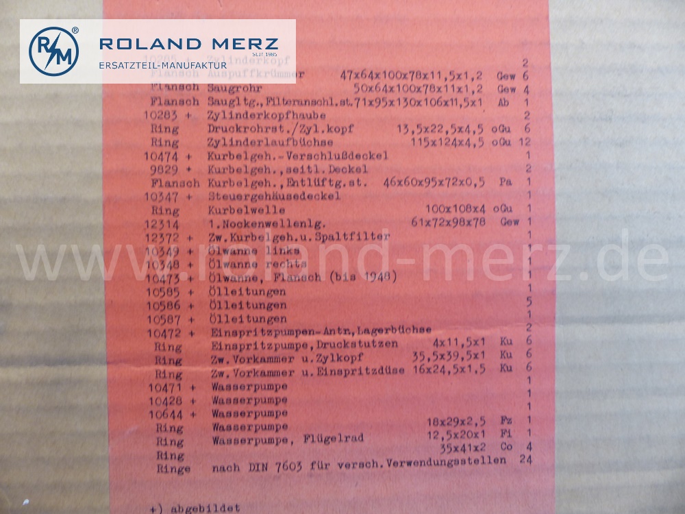 0-10285-01 Dichtungssatz Motor, Vollsatz, Büssing 4,5to - 5to LD, 1940 / 1950, Original Mercedes Neuteil, NOS