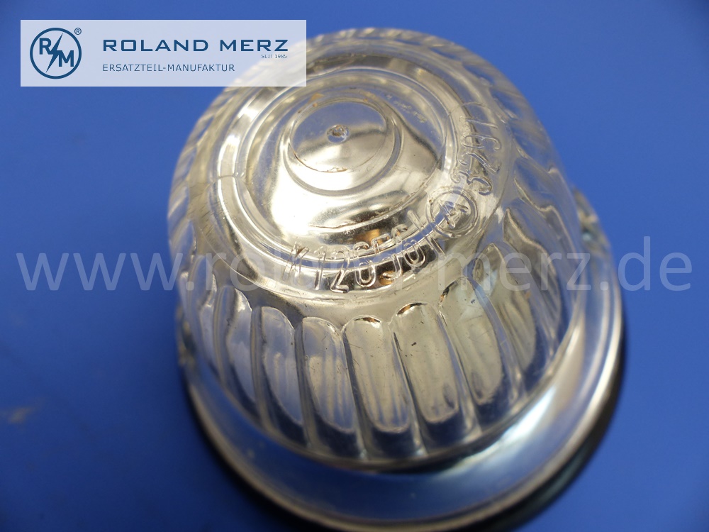 K12656 Blinkleuchte komplett, Hella 3297 weiß, 0617 IA, 18W, seltene Ausführung in Klarglas für Mercedes W120, W121 (USA), Puch Haflinger, Original MB-Neuteil NOS