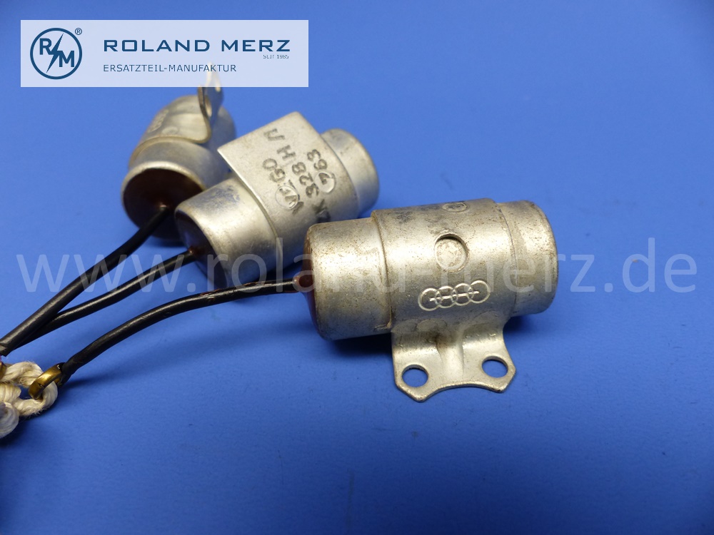 ZK328H/1 Zündkondensatoren, Auto-Union, DKW, Satz für 3 Zylinder, F1000, F800, F1000Sp, original Wego Neuteil, NOS geprüft