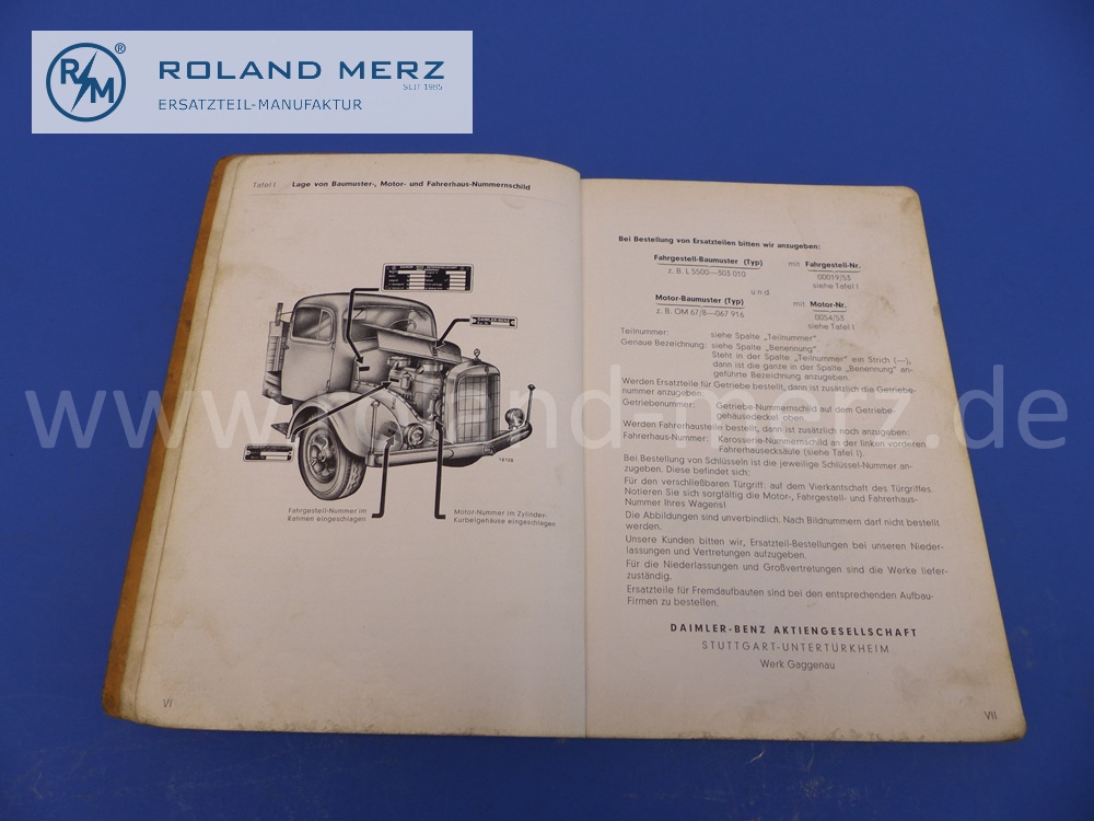 Ersatzteilliste, deutsch, Mercedes LKW L5500, L303, Edition E, September 1953, 208 Seiten, Mercedes Original Dokument, NOS 