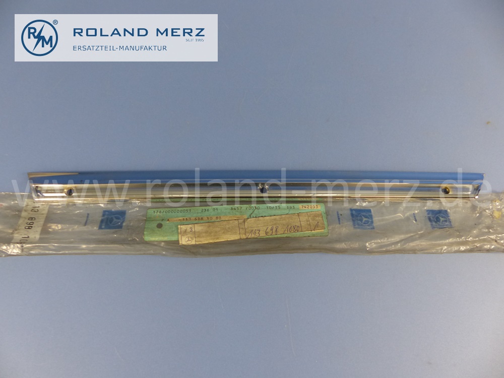 1136981080 Zierstab, Zierleiste, rechts, Hinterkotflügel, Länge 415mm, Mercedes W113, Pagode, MB 230SL, 250SL, 280SL, Original Mercedes Neuteil, NOS