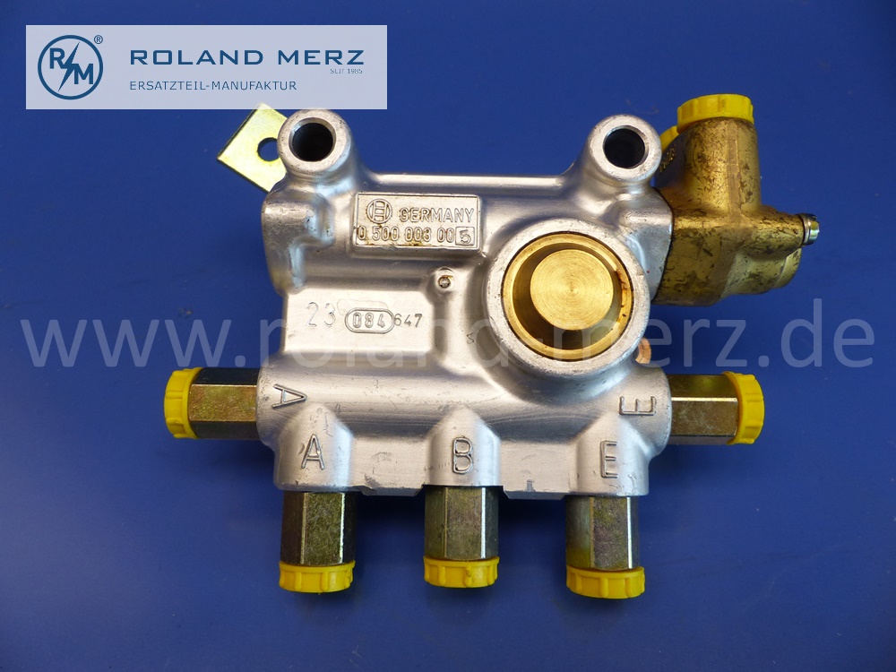 0003271925 Ventil, Ventileinheit Niveauregulierung, Luftfederung, Vorderachse links, Bosch 0500003005, späte Version, Mercedes W100, W109, W112, Original Mercedes Neuteil, NOS