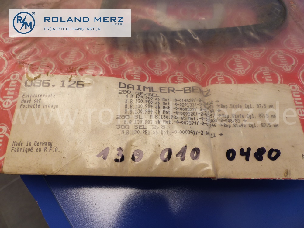 1300100480 Dichtungssatz Zylinderkopf, Mercedes Motor M130, Elring 086.126, Original Elring Neuteil, NOS 