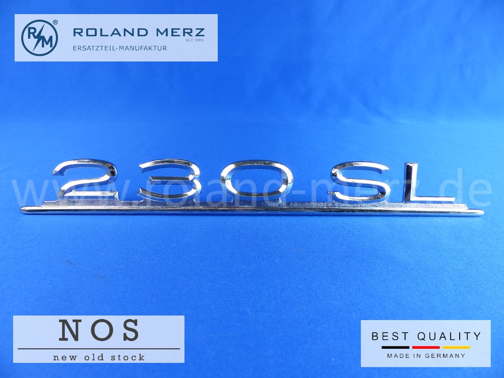 113 817 01 15 Typenkennzeichen Mercedes 230 SL auf Heckdeckel schwere Messing-Ausführung Original Neuteil/NOS