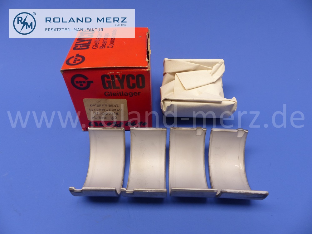 6360380610 kit bearing shells connecting rod, Glyco, repair size IV 1,0 mm, Mercedes M120, OM636, 170V, 170VA, 170VB, 170SV, 170S, 170Sb, 170D, 170DA, 170DB, 170DS, 170SD, 180D, 180DB , O319D, E. 6360300860 / 6365860403, original Glycoe spare-part, NOS