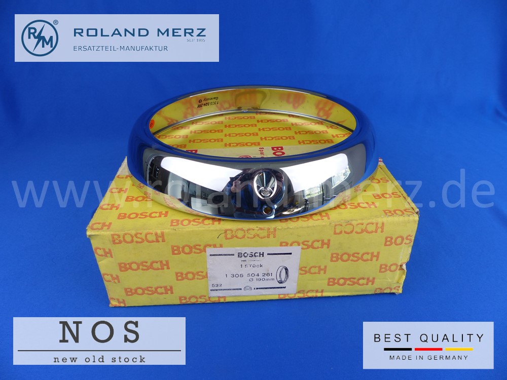 1108200089 Bosch Original Zierring für Scheinwerfer 1305504261 für Mercedes Heckflosse 190c - 230 Bosch original Neuteil NOS 1108200089 Bosch Original Zierring für Scheinwerfer 1305504261 für Mercedes Heckflosse 190c - 230 Bosch original Neuteil NOS