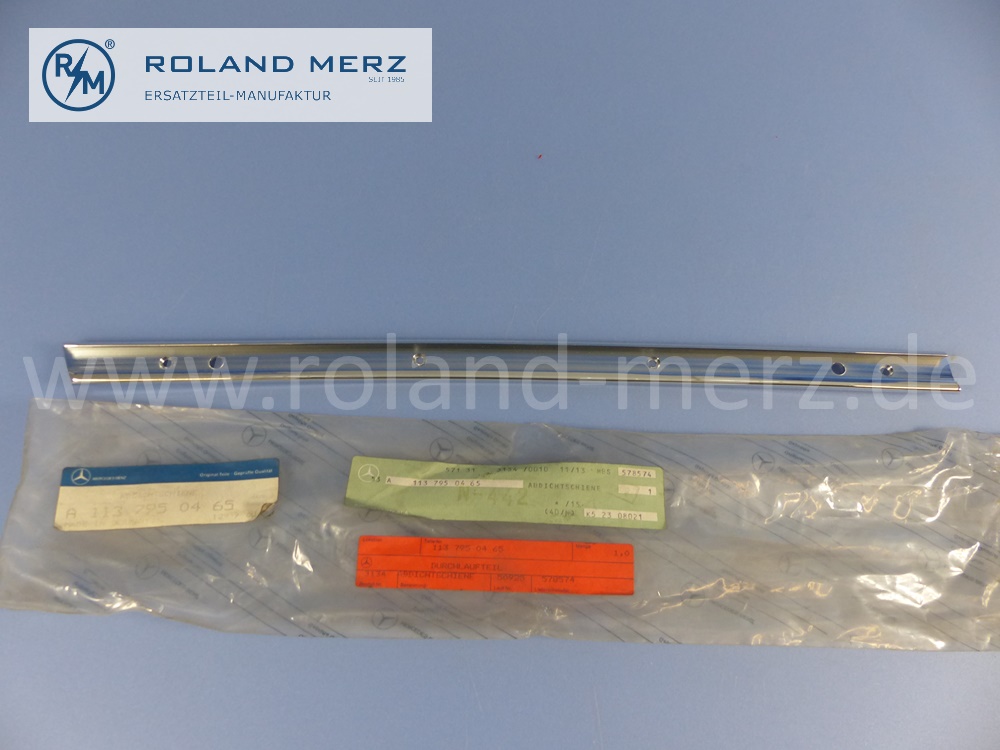 1137950465 Schiene, Abdichtschiene, rechts, Hardtop vor Seitenscheibe, Länge 460mm, Mercedes W113, Pagode, MB 250SL, 280SL, Original Mercedes Neuteil, NOS