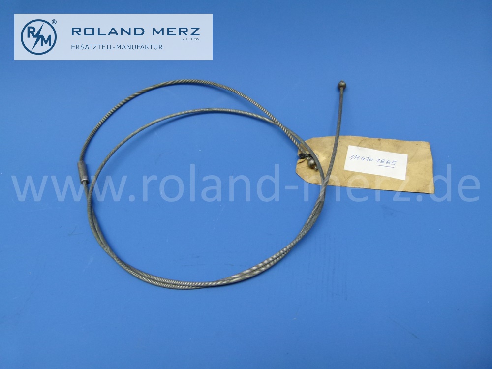 1114201885 Bremsseil, Bremsseilzug vorne, Rechtslenker, RHD, Mercedes W111, 220b, 220Sb, 220SEb , Länge 1290mm, Original Mercedes Neuteil, NOS